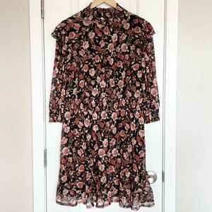 Kate and Lily black floral mesh mock neck dress Whimsigoth Cottagecore Size XL